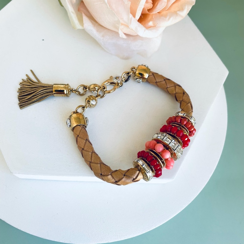 Henri bendel crystals beads leather bracelet
